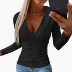 Women's V-Neck Sweater with Side Buttons