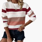 Women's pullover with round neckline and striped surface - Image 8