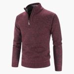 Men's pullover with half-zip and textured surface, warm - Image 4