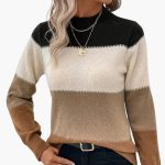 Women's pullover with round neckline and colorblock design - Image 5