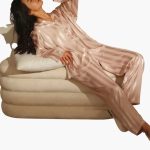 Women's Satin Pajama Set with Long Sleeve Shirt and Pants - Image 5