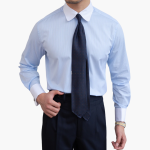Striped Men's Shirt with Contrast Collar and Buttoned Cuffs - Image 9