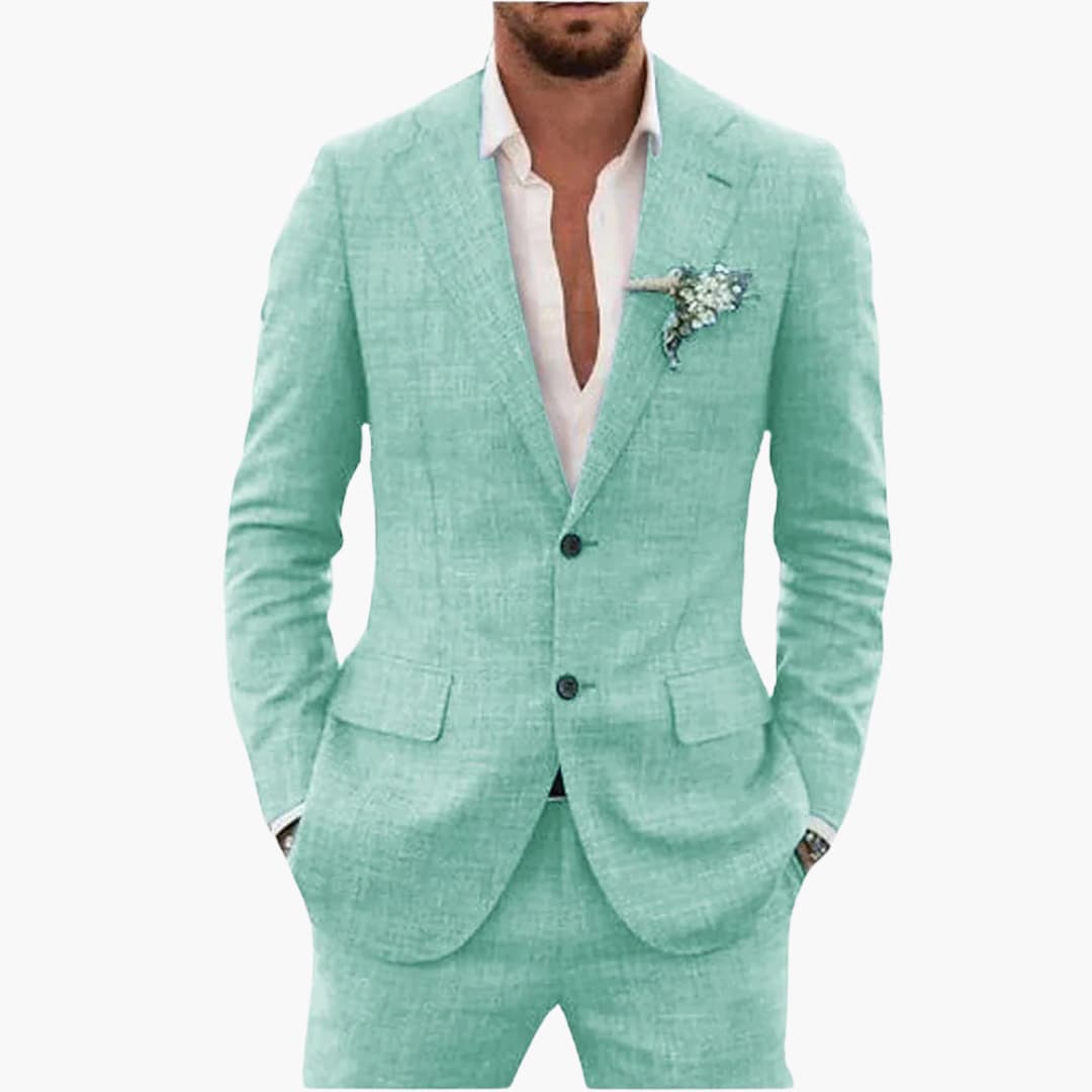 10_11.jpg Men's Summer Suit with Lapel and Tailored Fit - Image 1