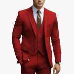 Three-Piece Men's Suit with Notched Lapels and Slim Fit Pants - Image 10