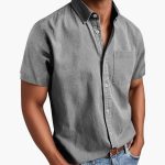 Men's Short Sleeve Shirt with Chest Pocket for Spring and Summer - Image 3