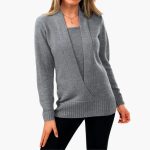Women's Sweater with Deep V-Neck and Long Sleeves - Image 8