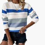 Women's pullover with round neckline and striped surface - Image 5