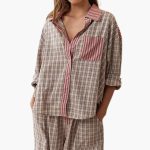 Women's Pajama Set with Button Top and Elastic Pants