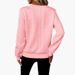 Women's pullover with zipper at the neckline and cable knit surface - Image 14