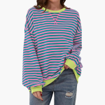 Women's Striped Oversized Sweatshirt – Casual Long Sleeve Pullover - Image 4