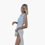 Summer Dress for Women – Cut-Out, V-Neck, Side Slit - Image 10