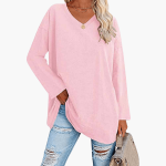 Women's Oversized V-Neck Long Sleeve Shirt – Comfortable & Casual - Image 10