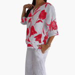 Women's Floral Print Blouse – Summer V-Neck Top - Image 10