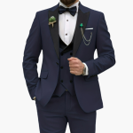 Men's Three-Piece Suit with Slim Fit and Contrast Lapels - Image 11