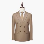 Men's Two-Piece Suit with Pinstripes and Lapel Collar - Image 7