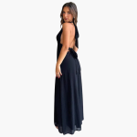 Maxi Dress with Slit & Halter Neck - Women's Evening Wear - Image 11