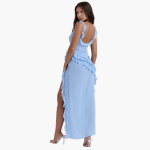 Ruffled Summer Dress for Women – Maxi Dress with High Slit - Image 11