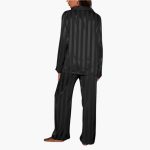 Women's Satin Pajama Set with Button Top and Stripe Design - Image 10