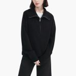 Women's Sweater with Zip Neck and Ribbed Surface - Image 7