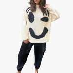 Knitted Sweater for Women - with Oversized Fit and Smiley Design - Image 13