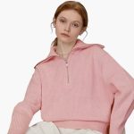 Women's Sweater with Zip Neck and Ribbed Surface - Image 3