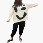 Knitted Sweater for Women - with Oversized Fit and Smiley Design - Image 14
