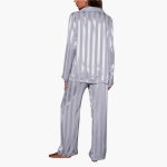 Women's Satin Pajama Set with Button Top and Stripe Design - Image 7