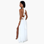Maxi Dress with Slit & Halter Neck - Women's Evening Wear - Image 15