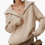 Women's Sweater with Zip Neck and Ribbed Surface - Image 20