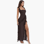 Ruffled Summer Dress for Women – Maxi Dress with High Slit - Image 15