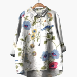 Long-Sleeve Summer Blouse with Floral Print for Women - Image 11