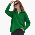 Women's Sweater with Zip Neck and Ribbed Surface - Image 22