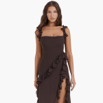 Ruffled Summer Dress for Women – Maxi Dress with High Slit - Image 19