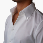 Striped Men's Shirt with Contrast Collar and Buttoned Cuffs - Image 18