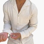 Men's Two-Piece Set with Long Sleeve Shirt and Pants for Spring Summer - Image 3