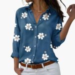 Floral Blouse with Elegant Floral Pattern - Women's Summer Look - Image 4