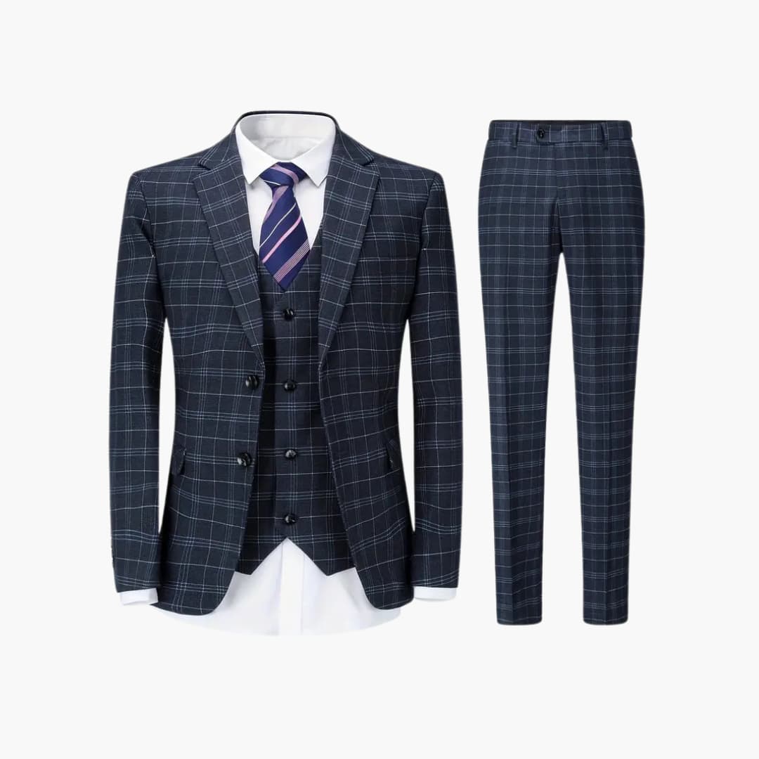 1_11_dbeac4c5-ac37-49ef-9c3f-c094c8e8d9a3.jpg Checked Suit Set - Slim Fit Men's 3-Piece Suit Modern - Image 1