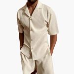 Men's Summer Set Made of Textured Fabric with Short-Sleeve Shirt