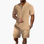 Men's Summer Set with Polo Shirt and Ribbed Shorts - Image 4