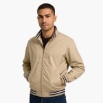 Men's Bomber Jacket with Zipper and Striped Hem - Image 7