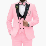 Men's Three-Piece Suit with Slim Fit and Contrast Lapels - Image 12