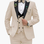 Men's Three-Piece Suit with Slim Fit and Contrast Lapels - Image 3