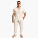 Two-Piece Summer Set for Men with Short Sleeve Shirt and Pants - Image 4