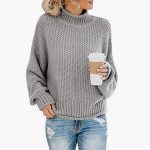 Women's sweater with high neckline and ribbed hem - Image 4