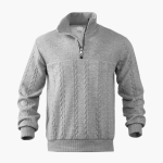 Men’s Cable Knit Sweater with Half-Zip Neckline