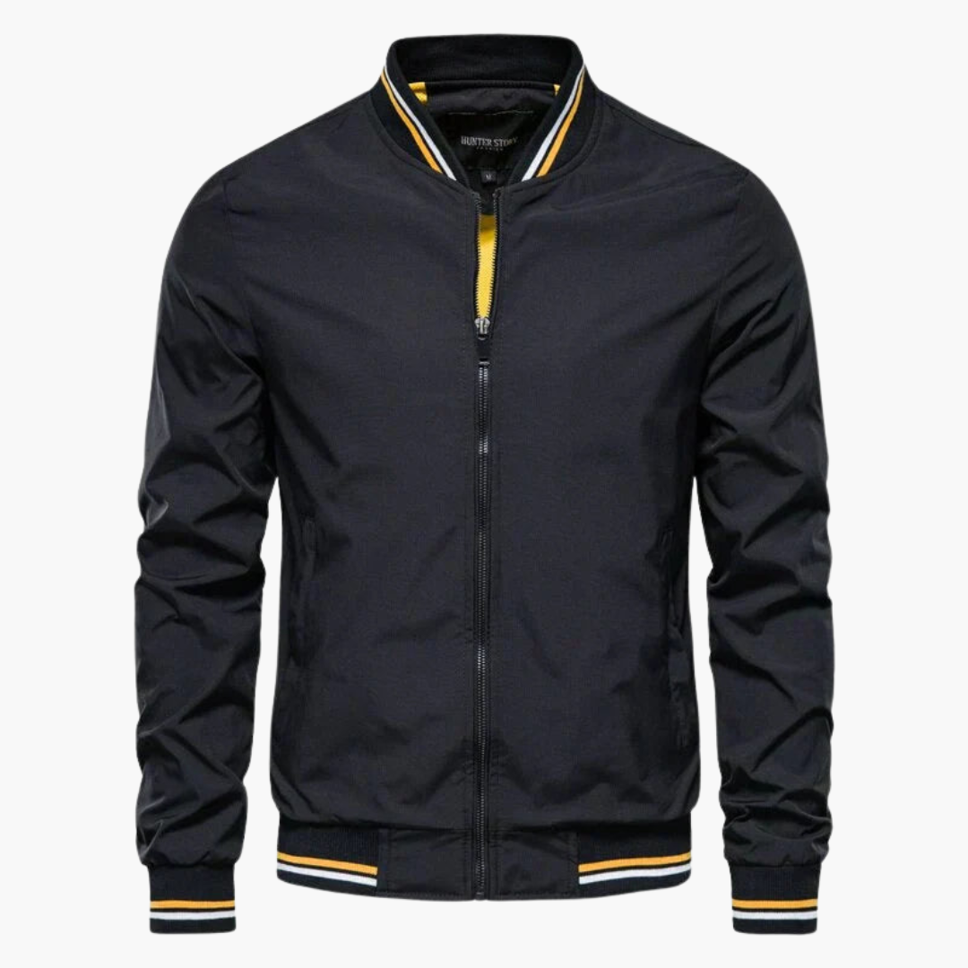 1_216ac9a4-1193-4aa0-a5f9-d3594f2380b8.png Men's Bomber Jacket with Zipper and Ribbed Cuff - Image 1