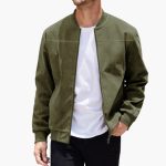 Bomber jacket for men with ribbed collar and zipper - Image 2