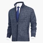 Men's Zip Cardigans with Stand-Up Collar and Ribbed Cuffs - Image 5