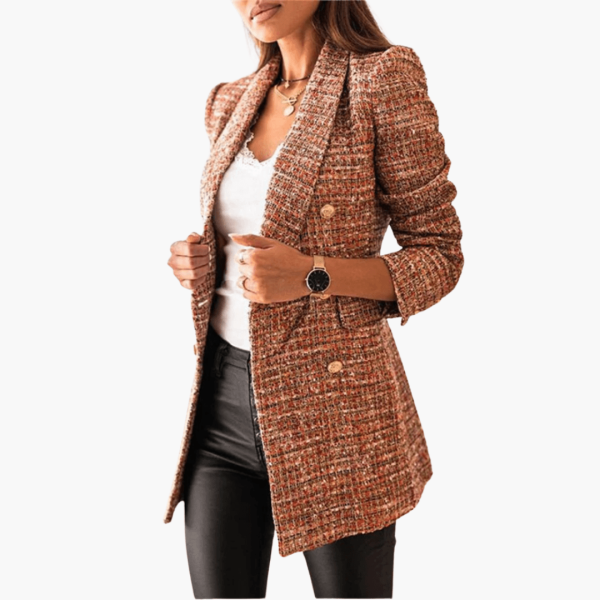 Tweed Blazer with Buttons for Women – Elegant & Modern
