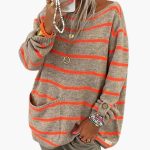 Women's Sweater with Boat Neck and Front Pocket